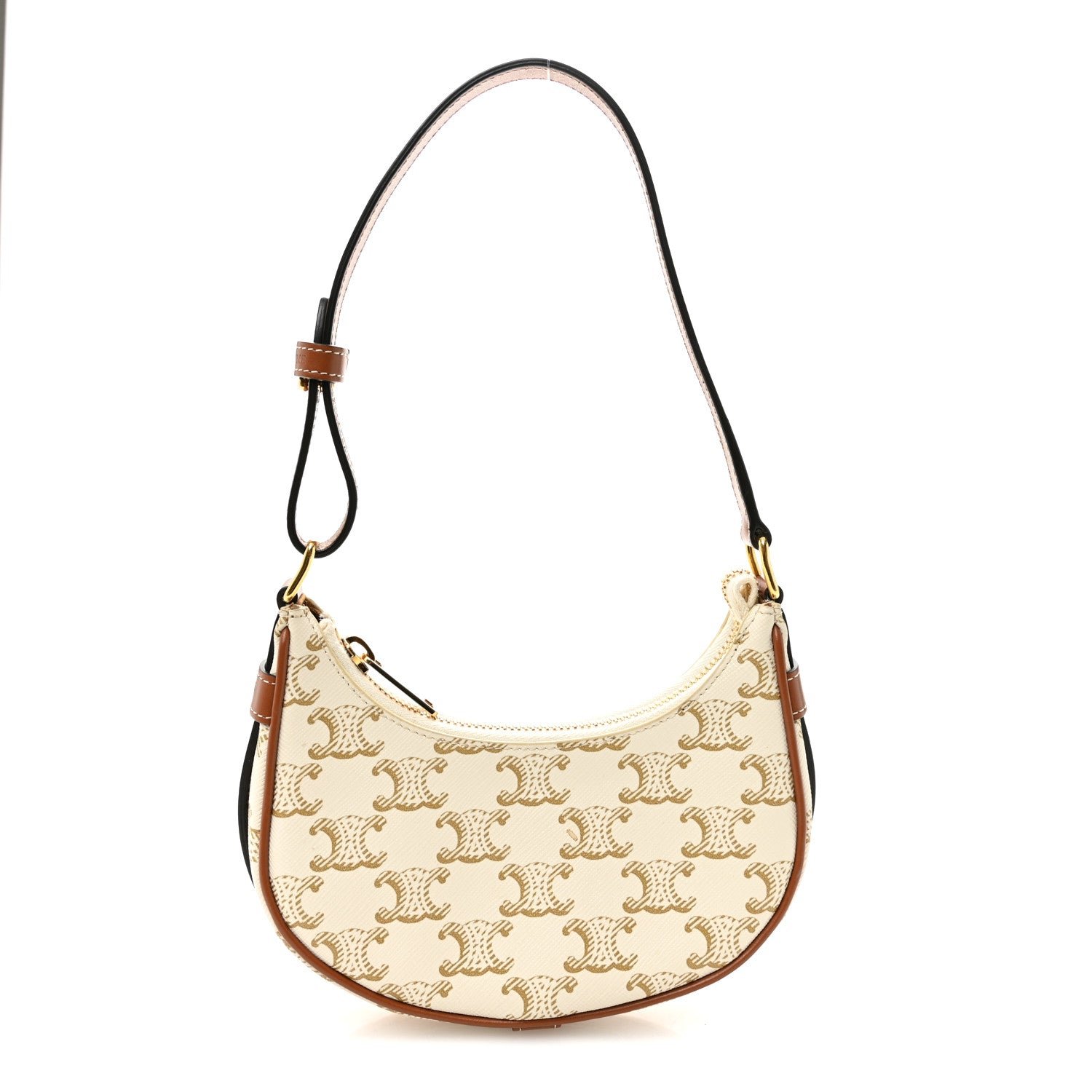 Celine Canvas Calfskin Mini Ava Triomphe Shoulder Bag White