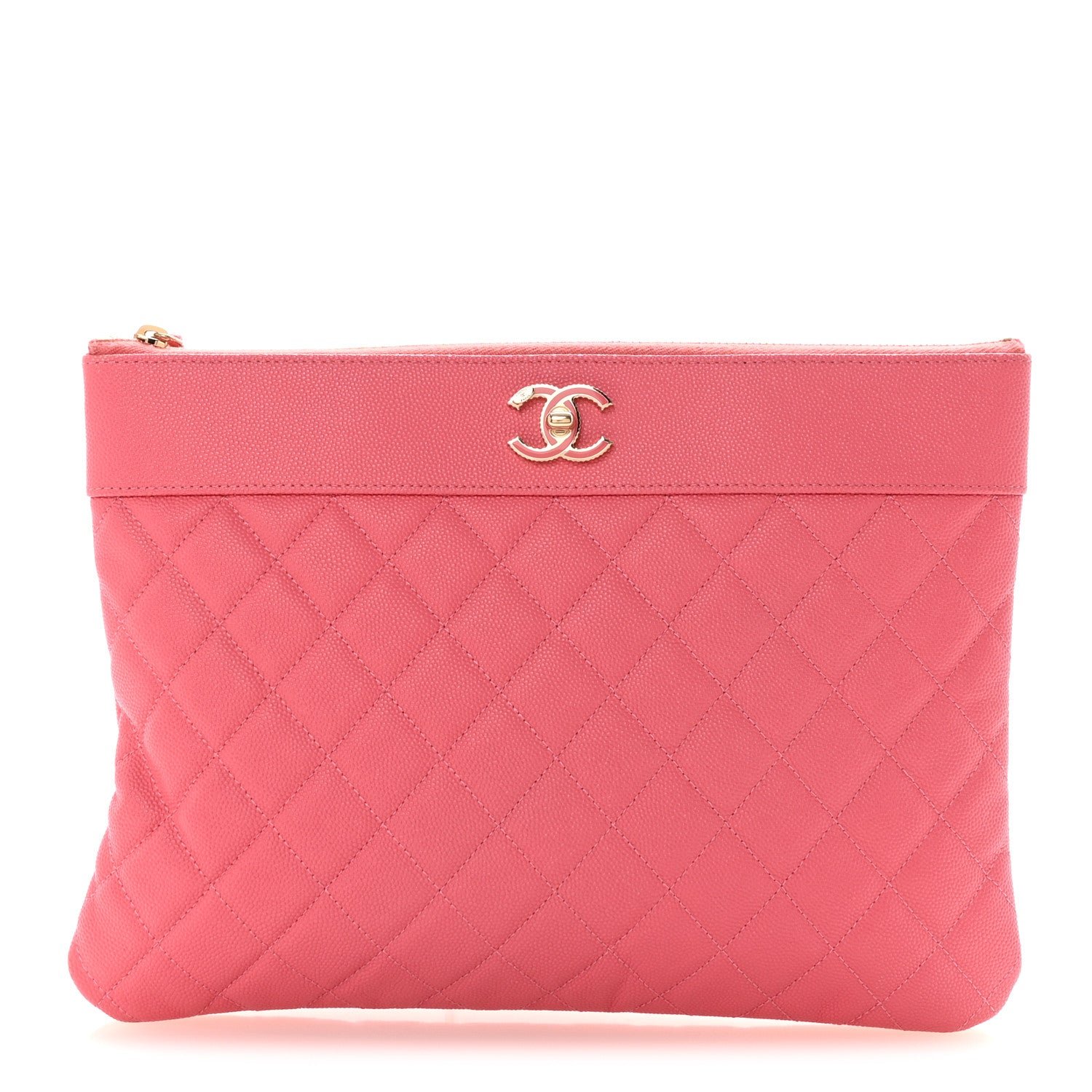 Chanel Caviar Quilted Medium Vintage Mademoiselle Cosmetic Case Pink