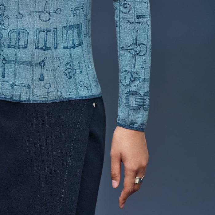 Bleu Adriatique "Cahier Du Colporteur" Cardigan