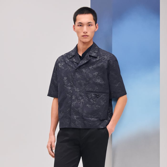 Marine "Fleurs Technique" Short-sleeve Overshirt