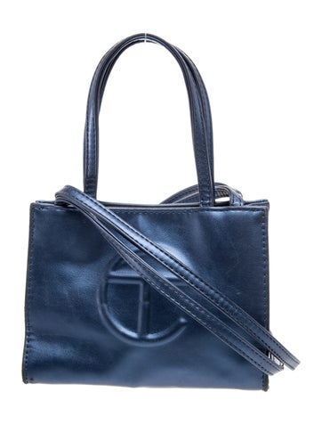 Vegan Leather Cobalt Shopping Bag Small