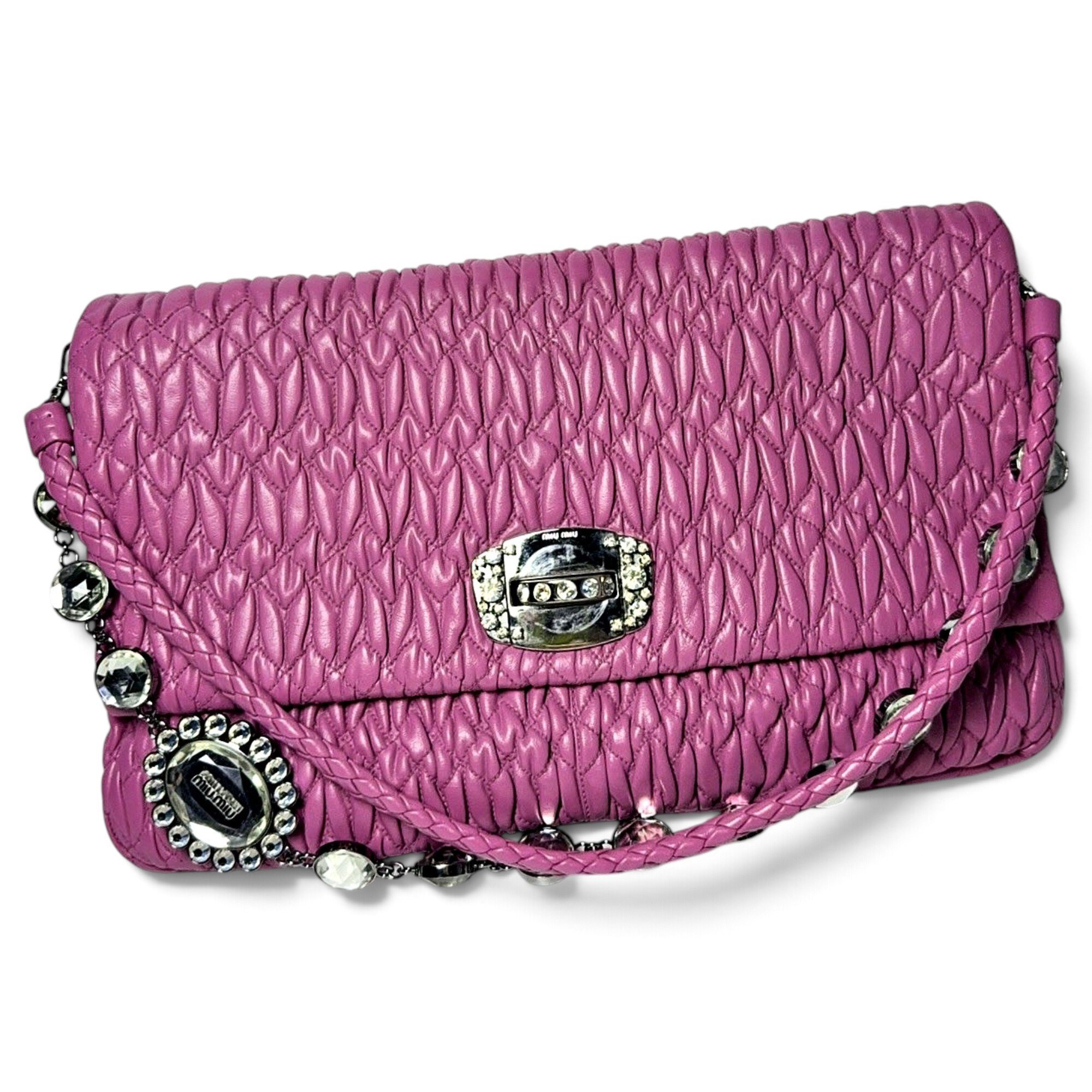 Miu Crystal leather handbag