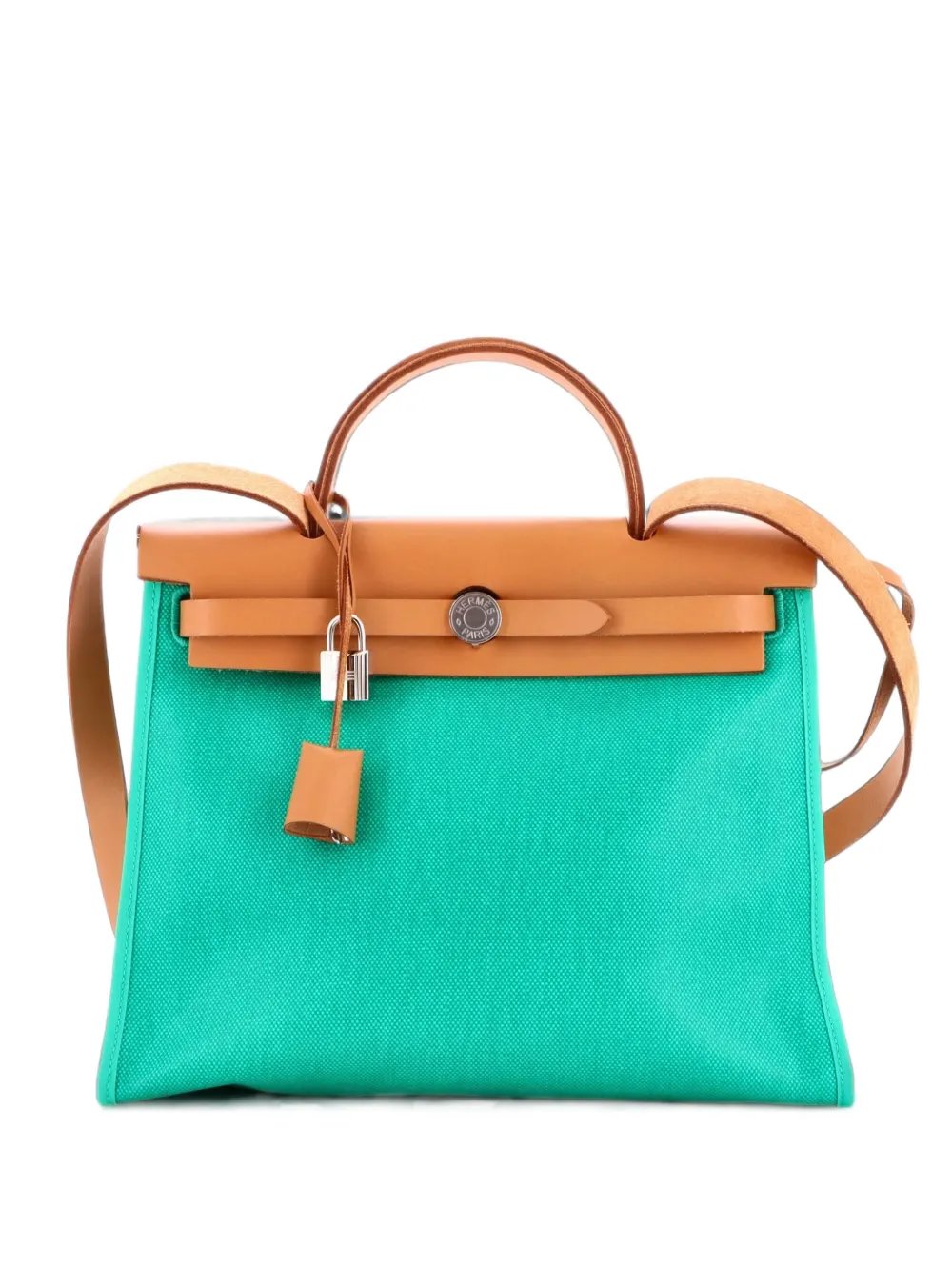 Herbag Zip Berline Vache Canvas and Leather 31 shoulder bag
