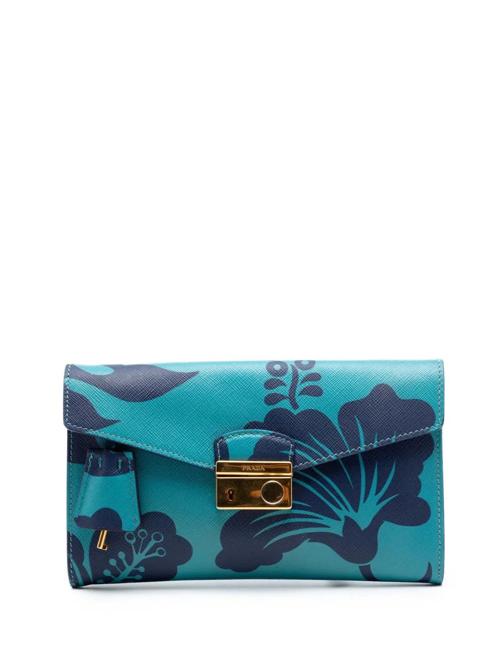 2010-2026 Saffiano Hibiscus Print Sound Lock clutch bag