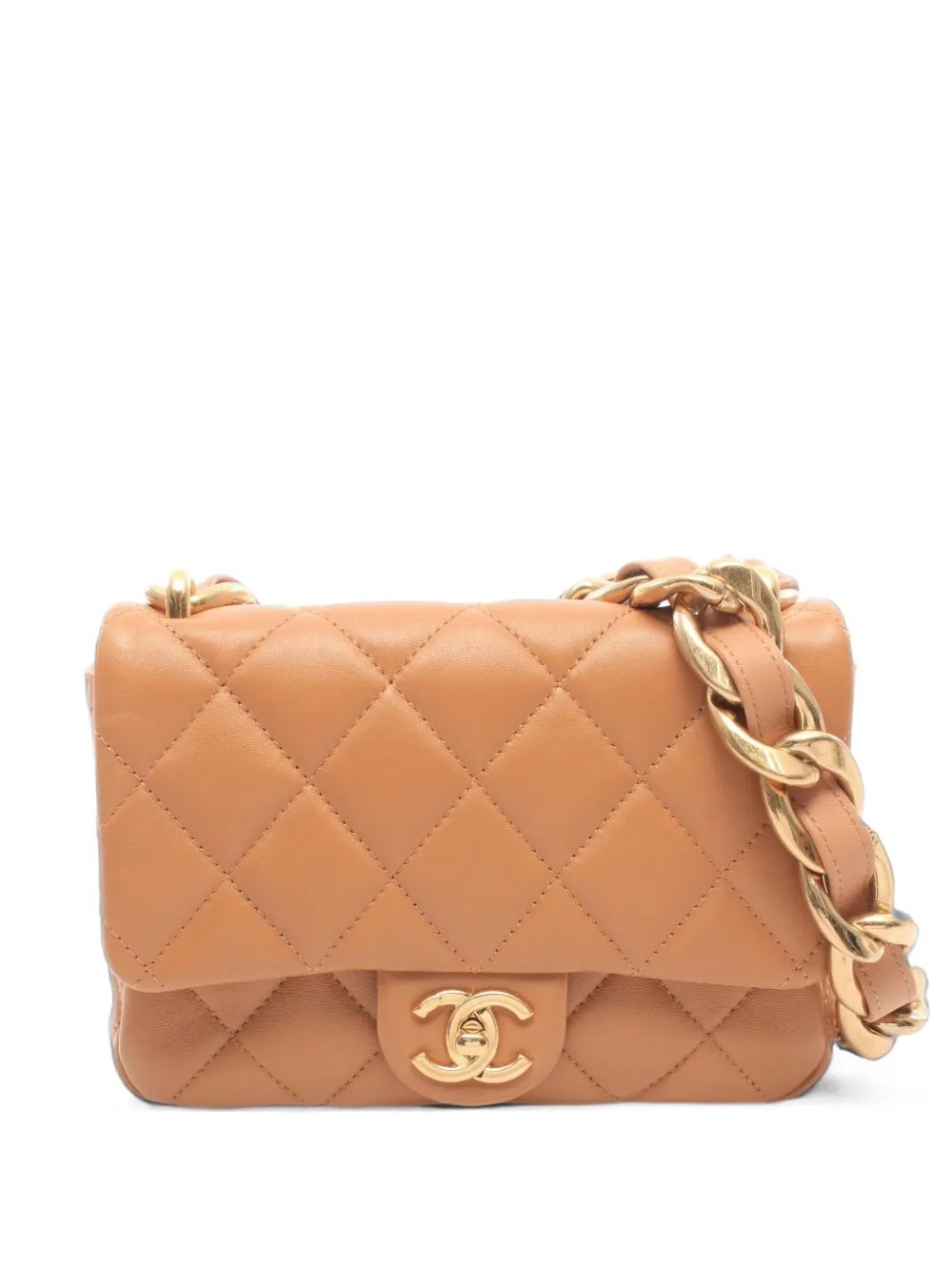 matelassé front-flap shoulder bag