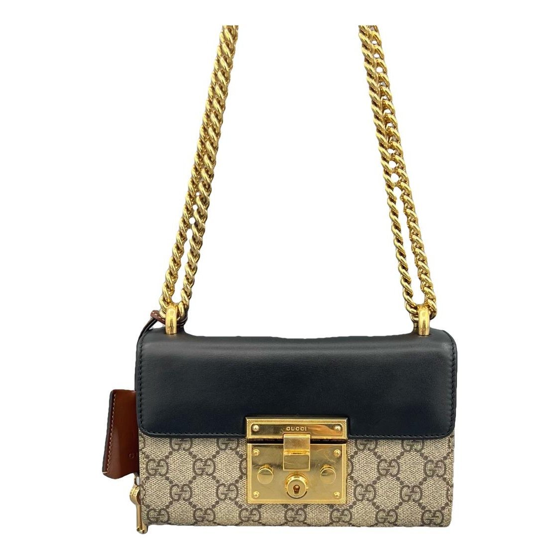 Padlock leather crossbody bag