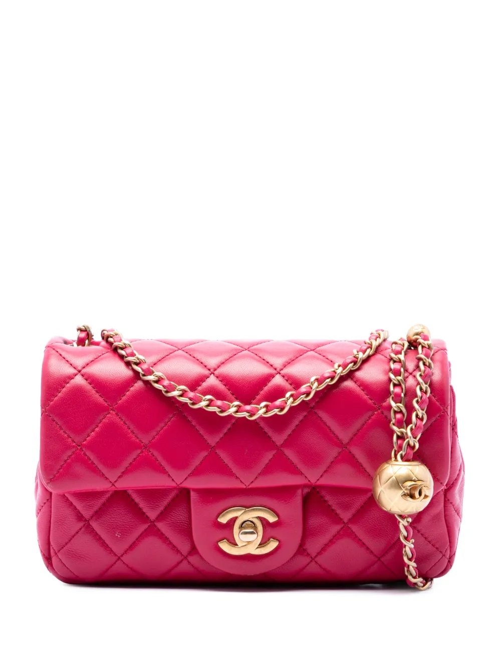 2020 Mini Rectangular Classic Lambskin Pearl Crush Single Flap crossbody bag