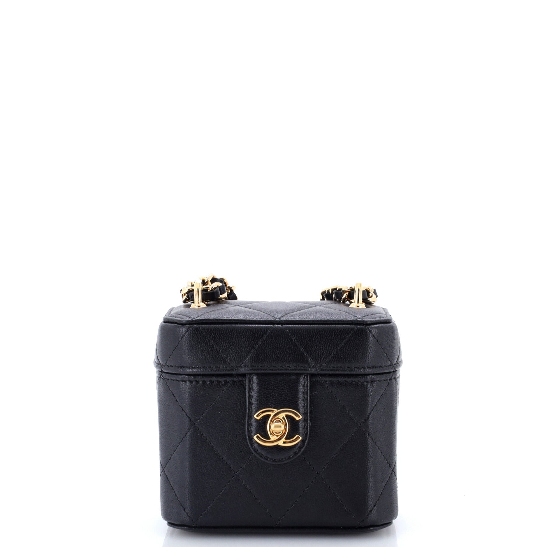 CC Turnlock Box Vanity Case with Chain Quilted Lambskin Mini