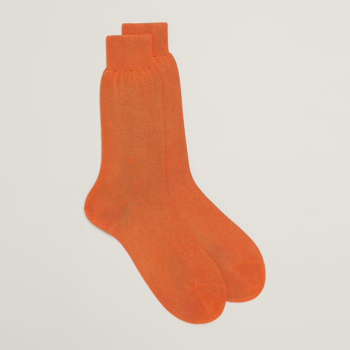 Orange Hermès "H" Embroidery Socks