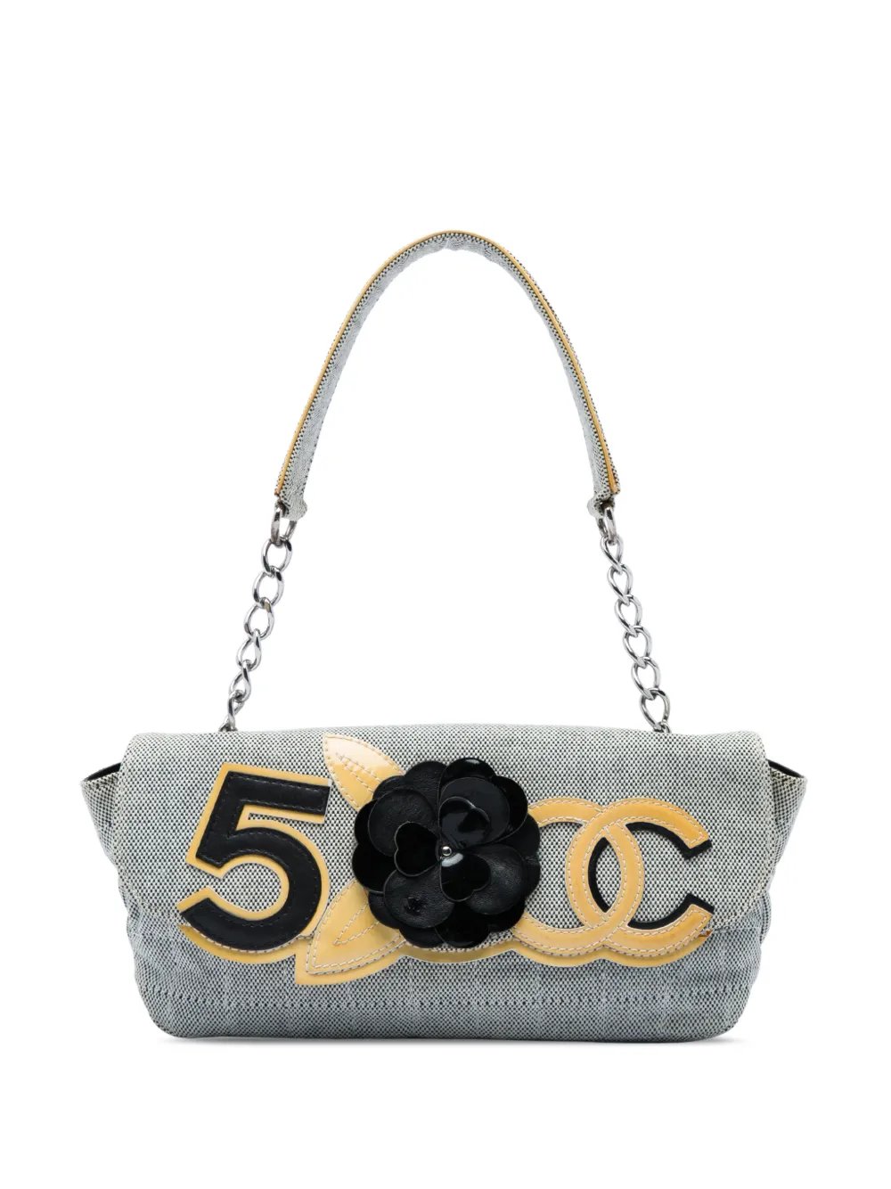 2005-2006 Choco Bar Canvas Camellia CC No. 5 Flap handbag