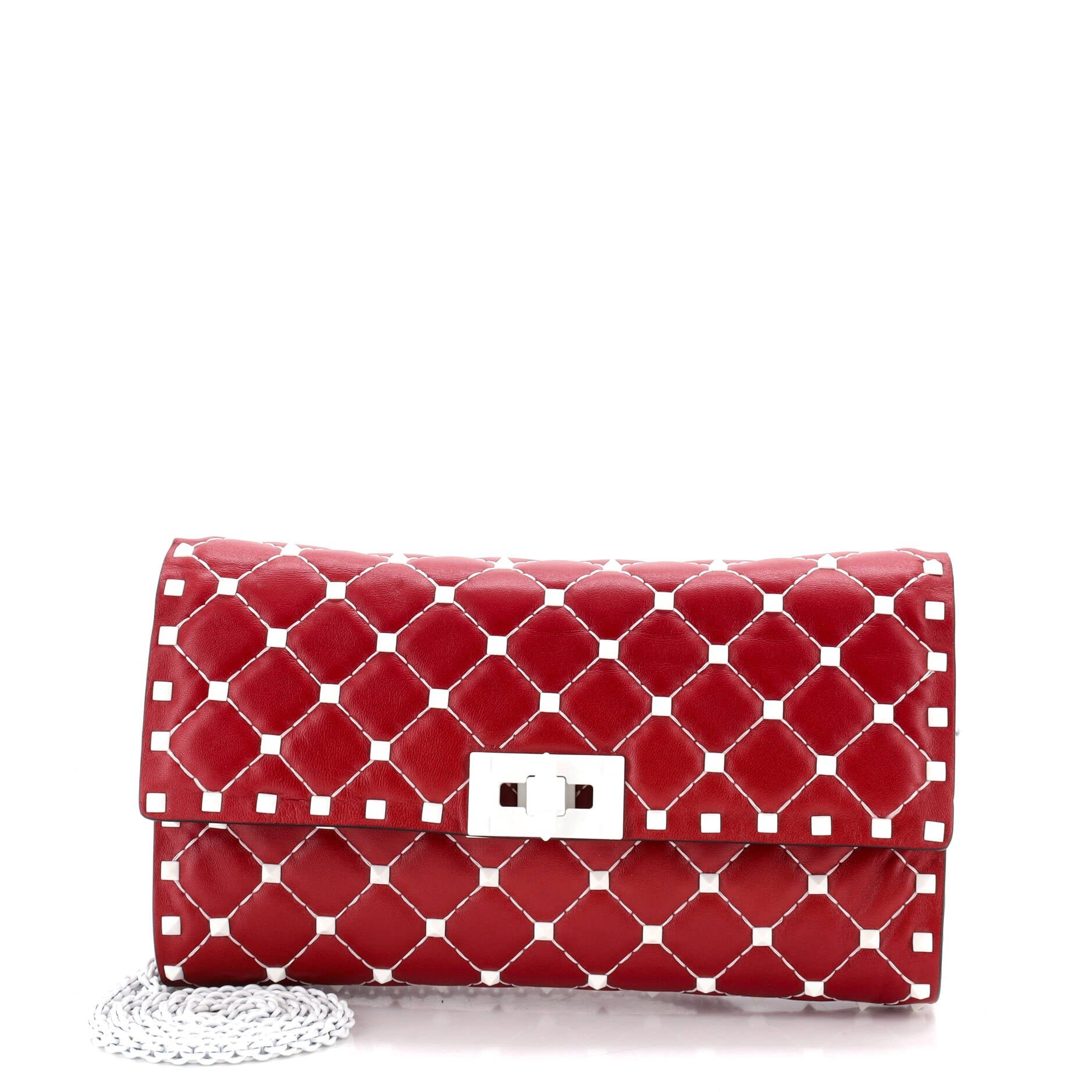 Rockstud Spike Wallet on Chain Quilted Leather Small