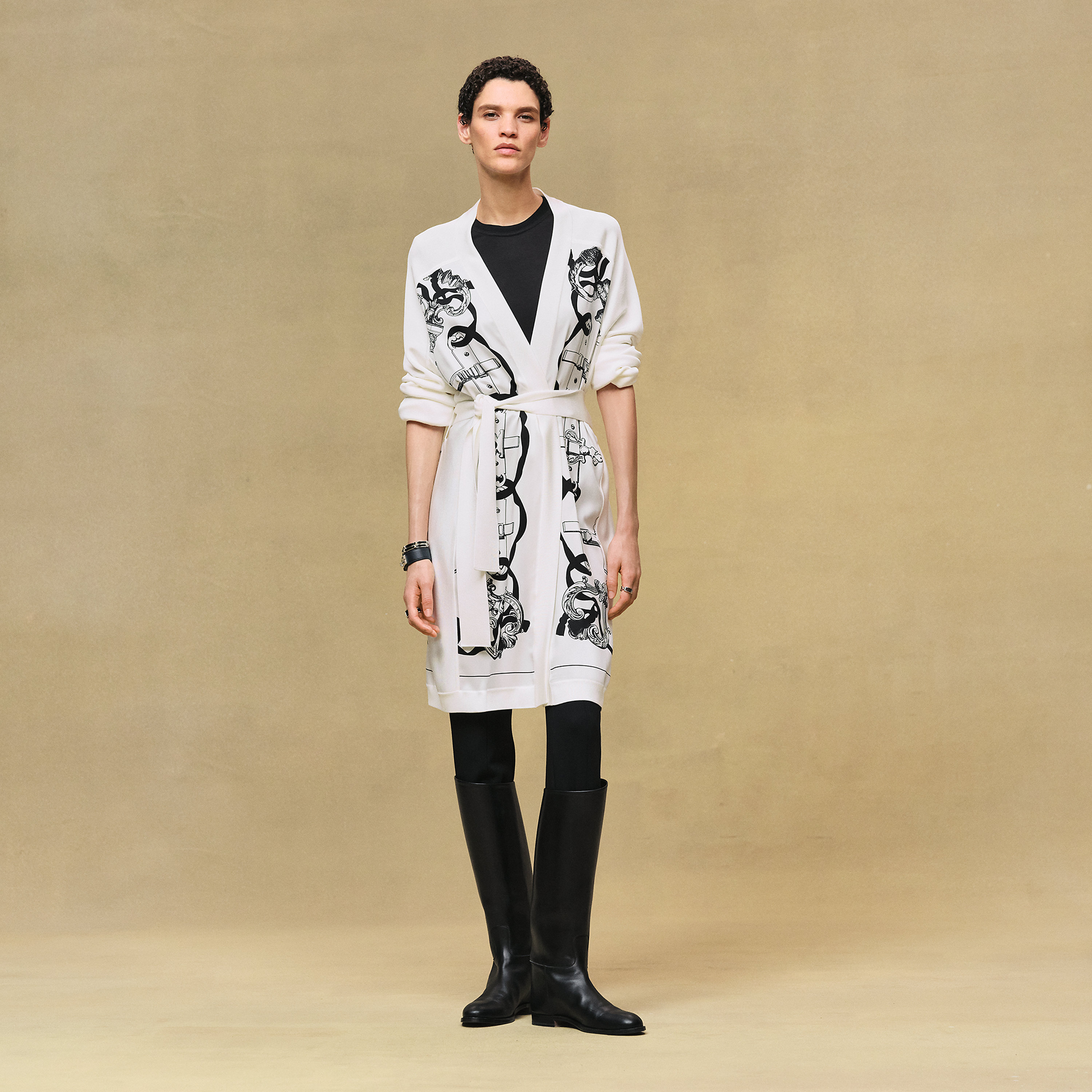"Ferronnerie Remix" long-sleeve twillaine cardigan