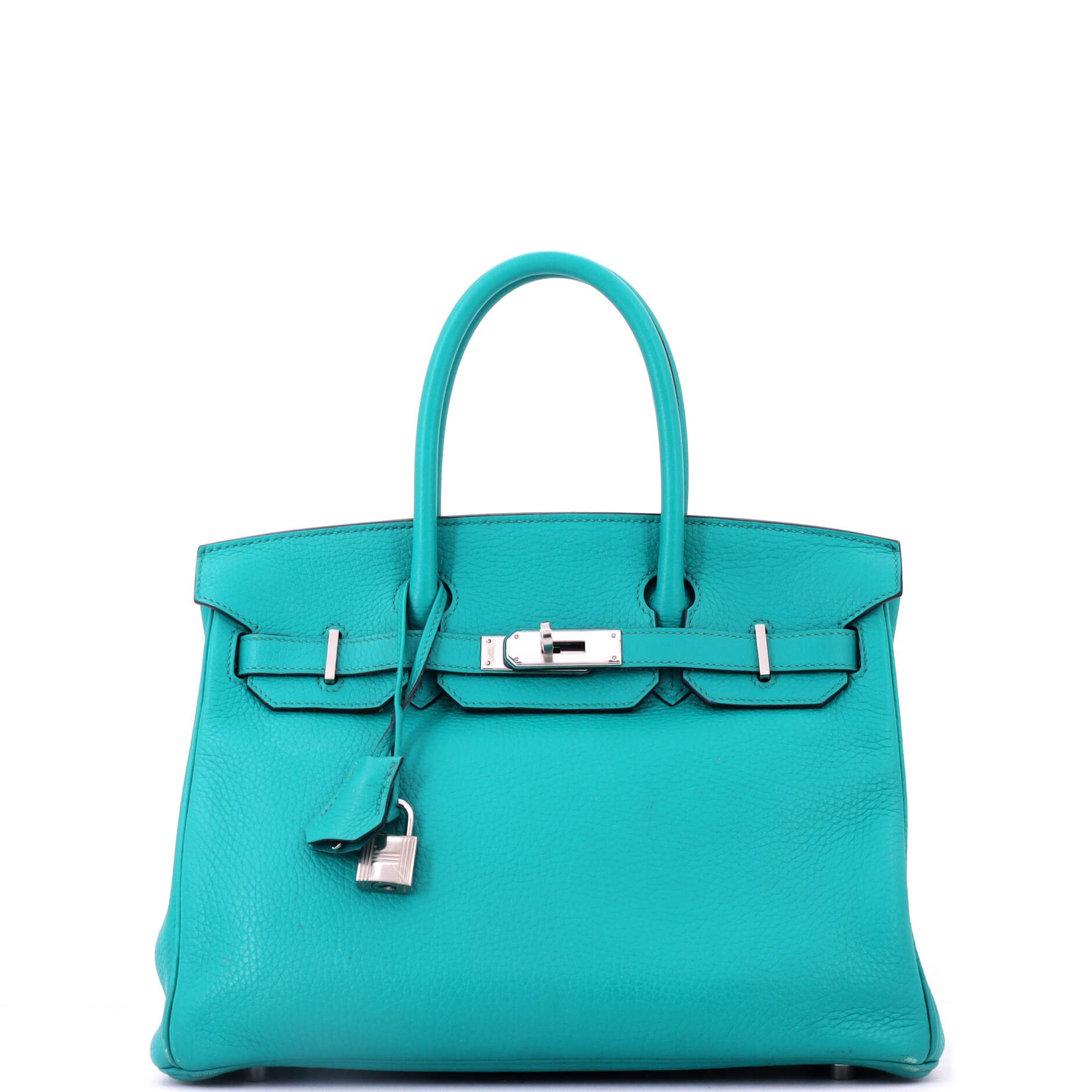 Hermes Birkin Handbag Bleu Paon Clemence with Palladium Hardware 30