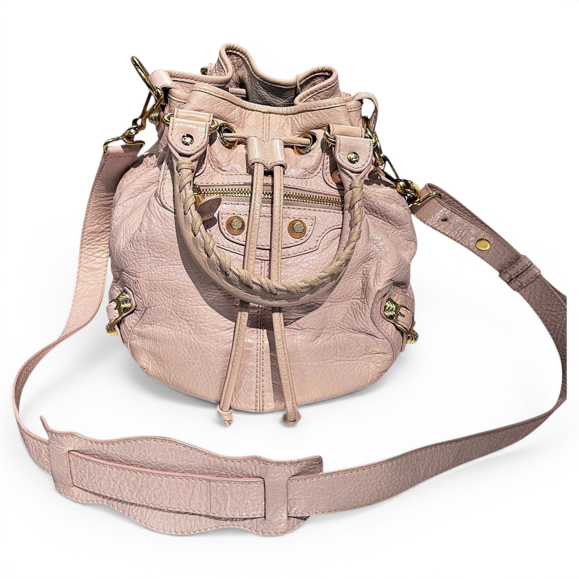Pompon cloth handbag