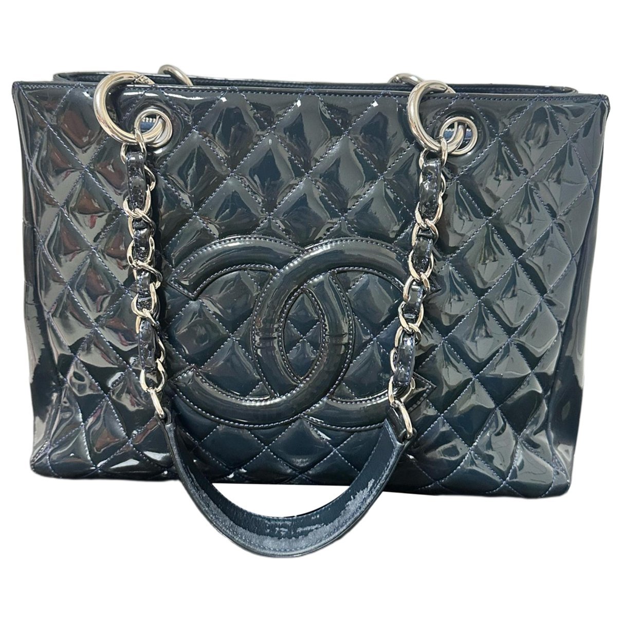Grand shopping patent leather tote
