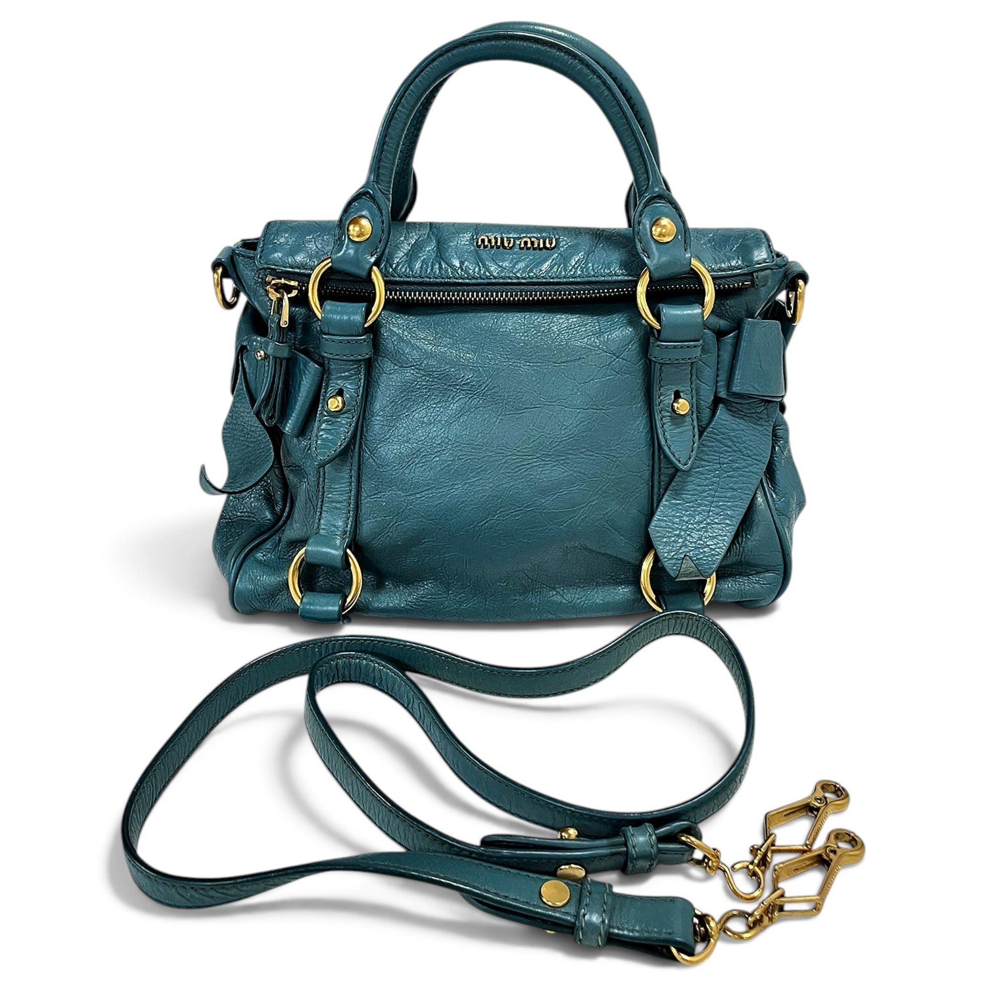 Bow bag leather handbag