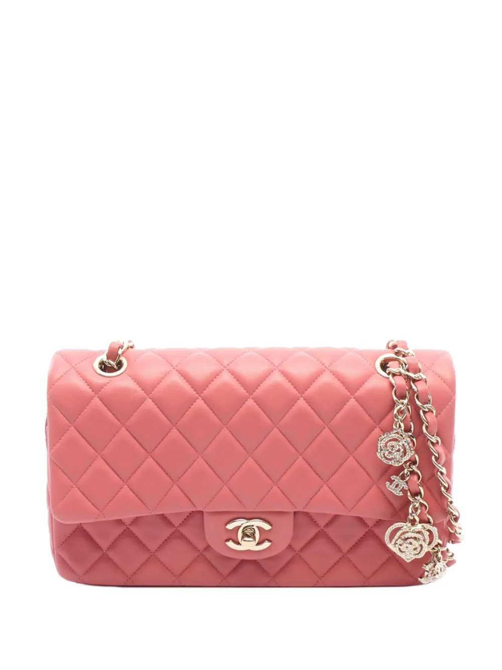 2014 Medium Classic Lambskin Valentines Heart Charms Single Flap shoulder bag