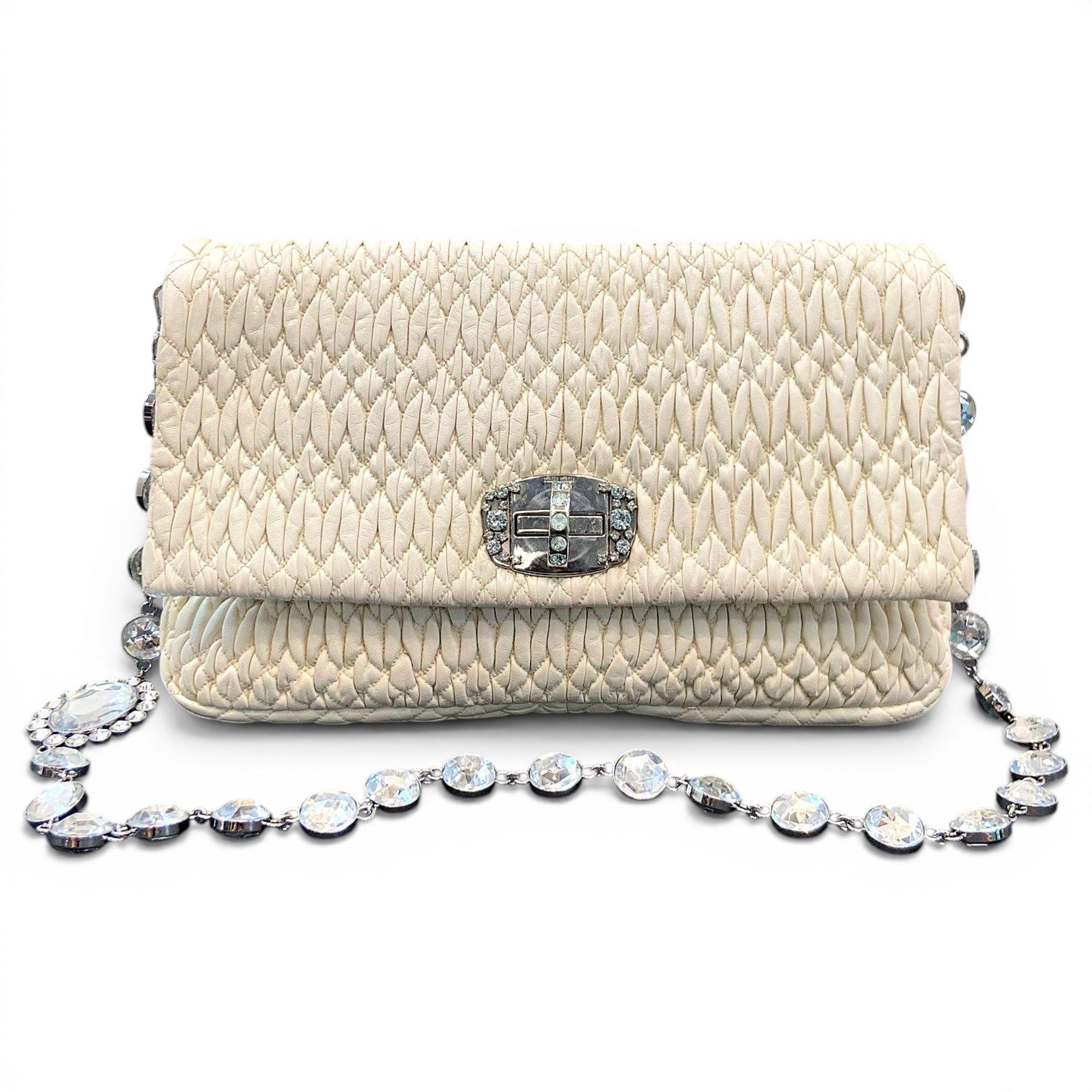 Miu Crystal leather handbag