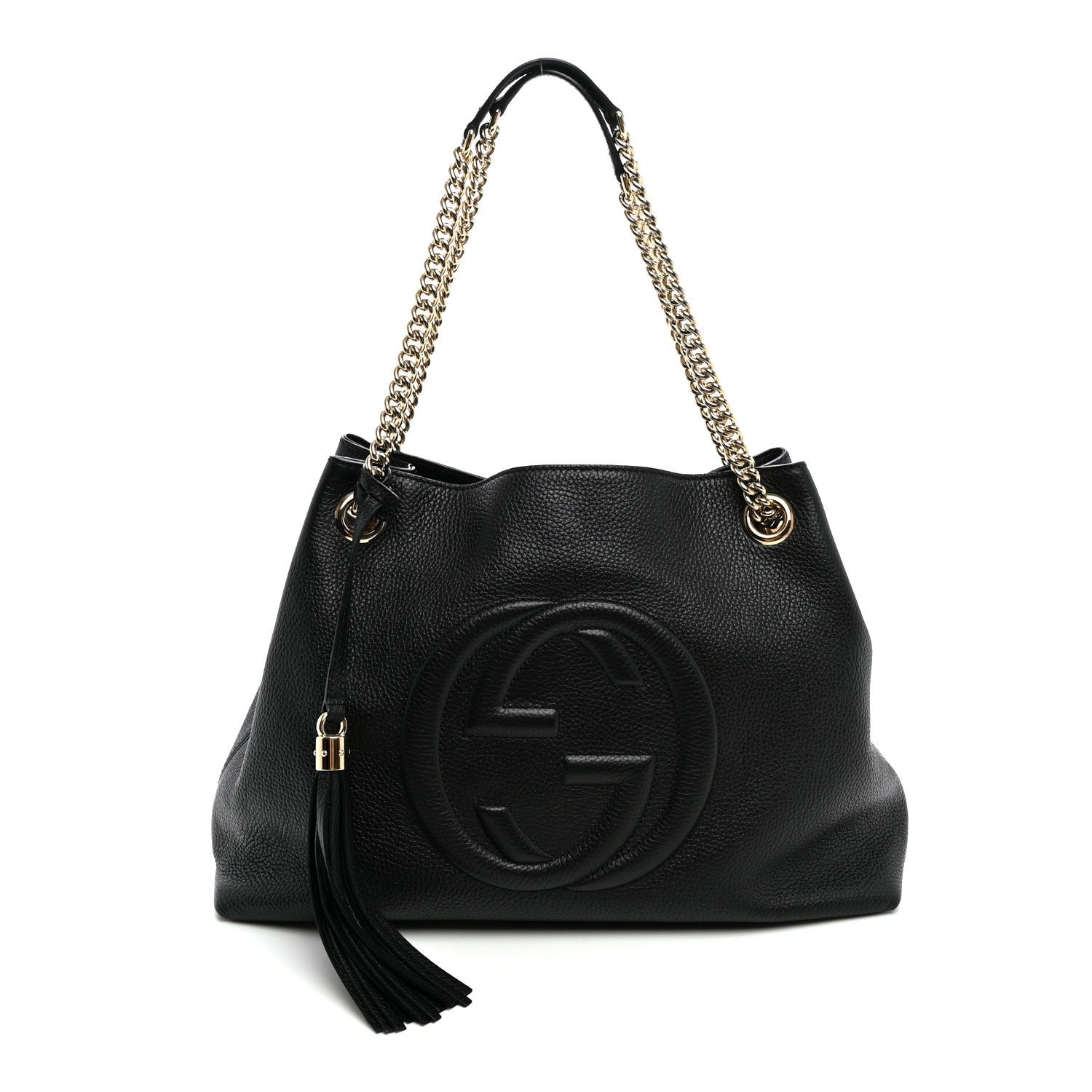 Gucci Pebbled Calfskin Medium Soho Chain Shoulder Bag Black