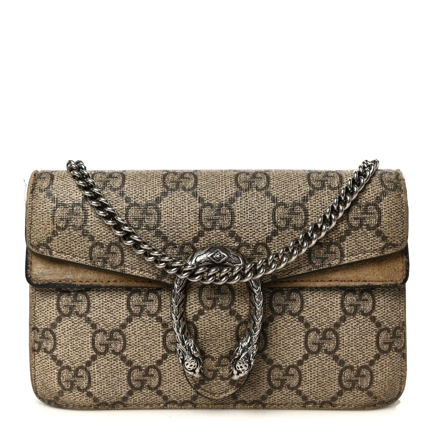 Gucci GG Supreme Monogram Super Mini Dionysus Shoulder Bag Taupe