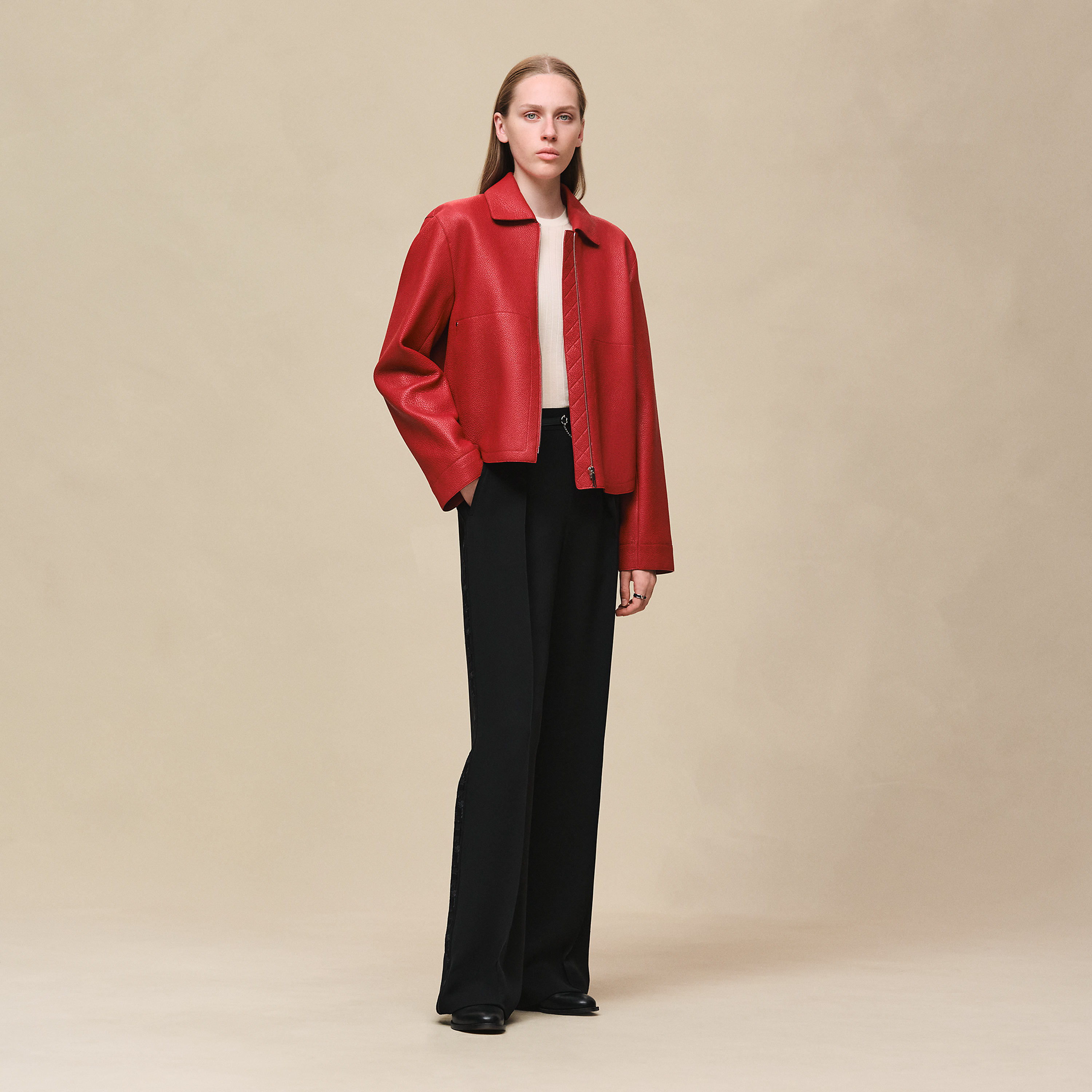 Washed deerskin jacket