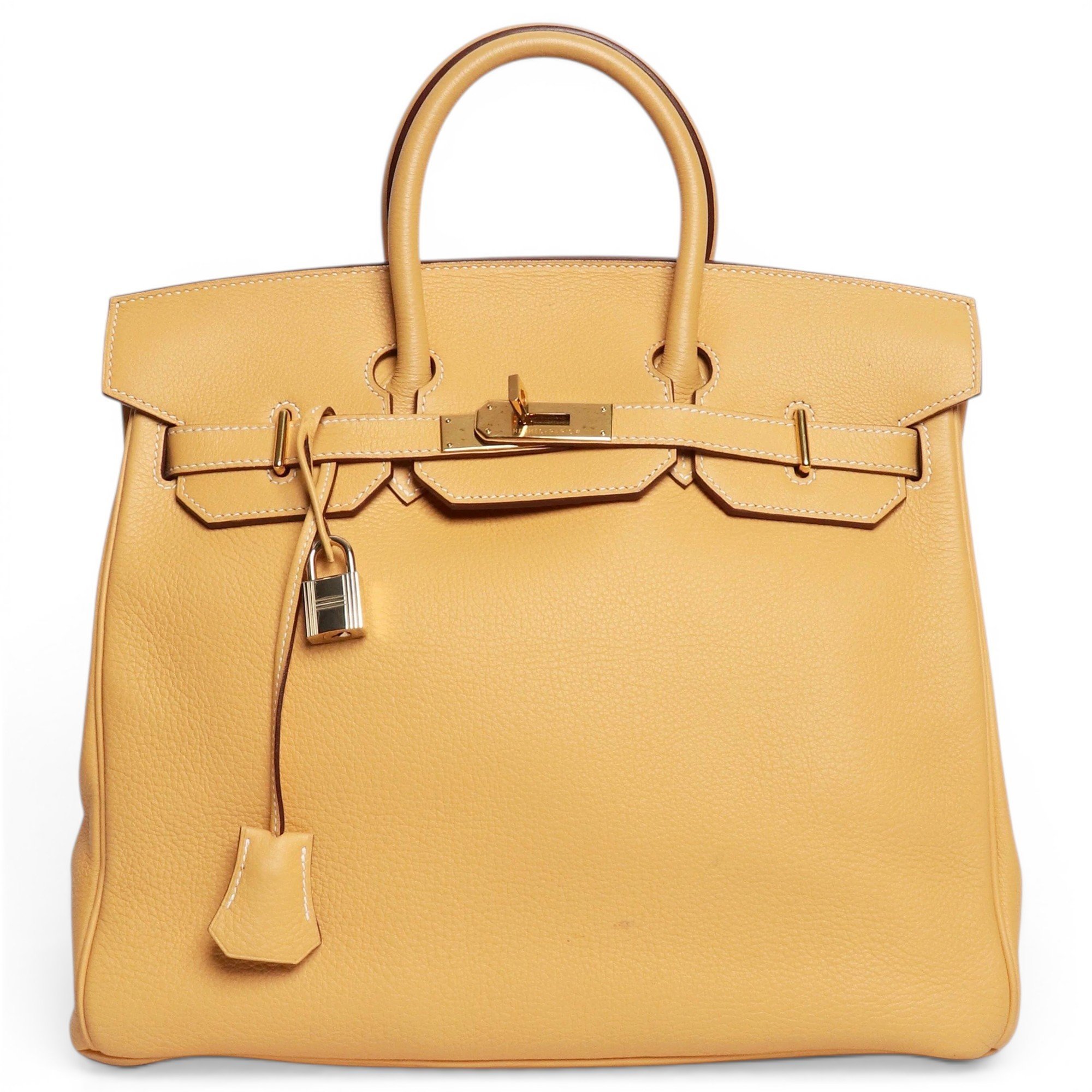 Hermes Birkin 30 Handbag Gold Clemence Leather 2004
