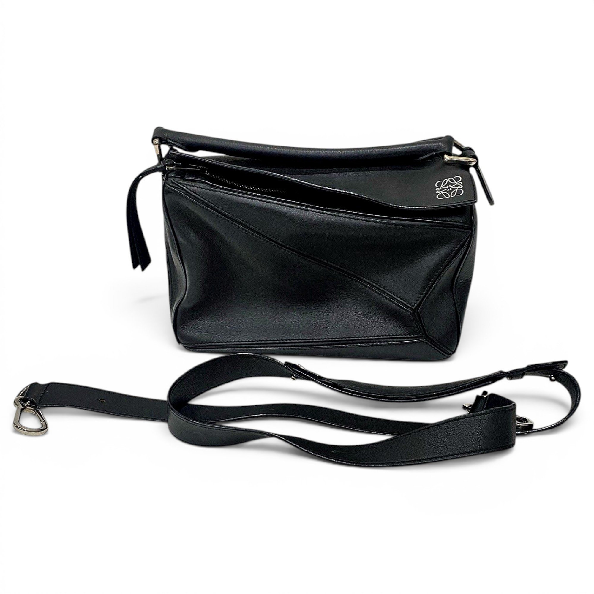 Puzzle leather handbag