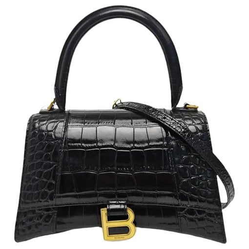 Hourglass leather handbag