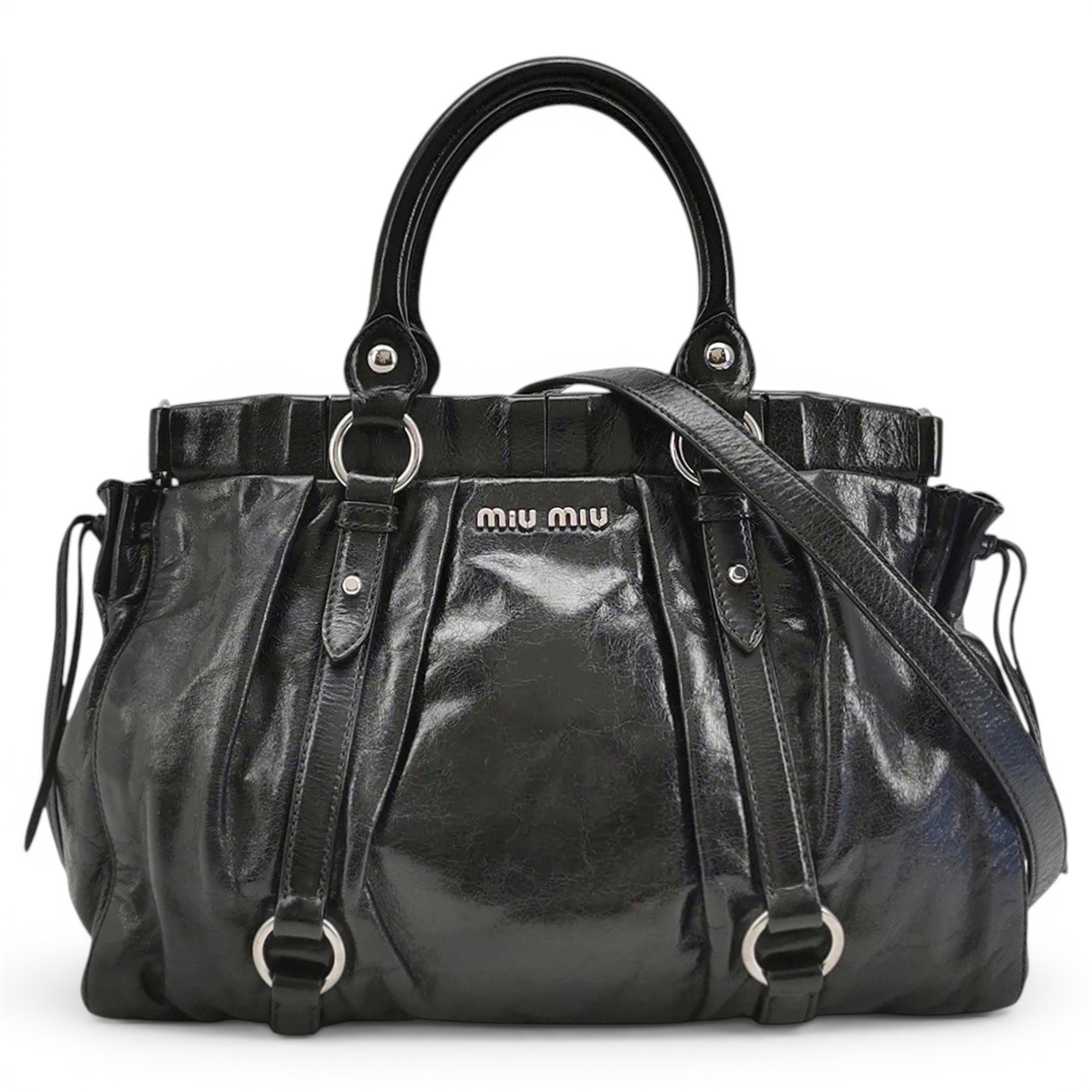 Bow bag leather handbag