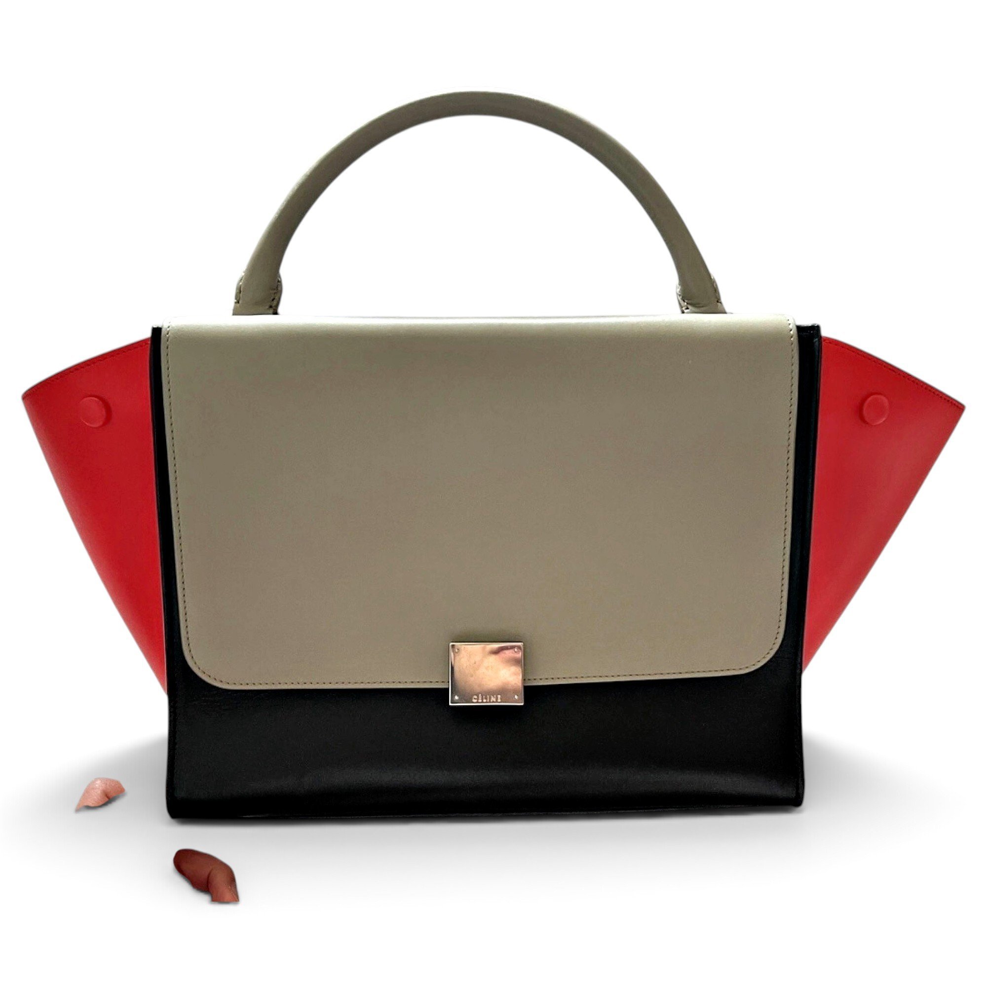 Trapèze leather handbag