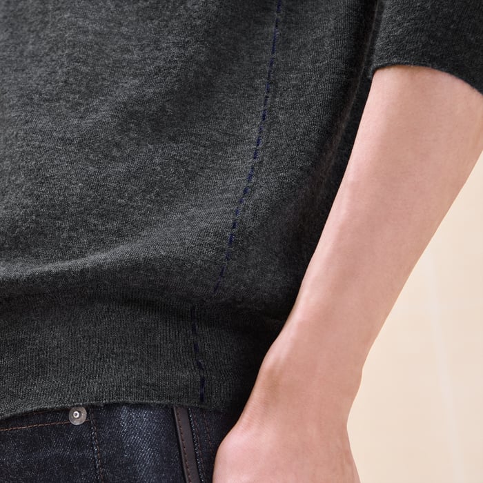 Anthracite "Coutures Inversees" Crewneck Sweater