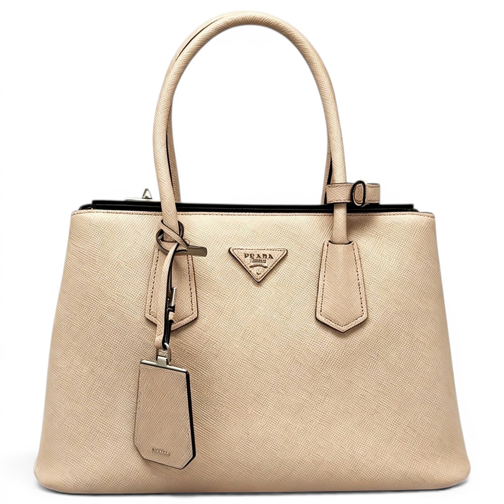 Double leather handbag
