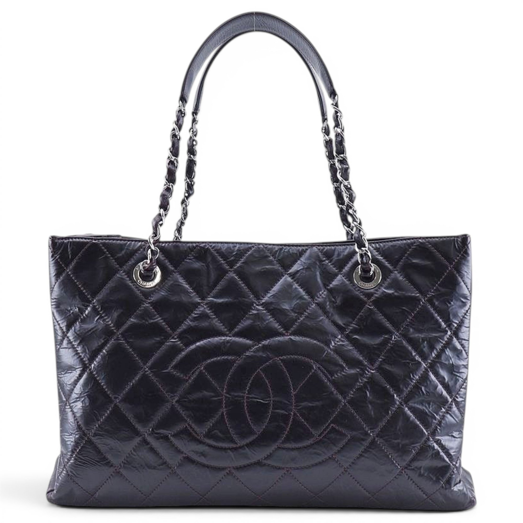 Grand shopping patent leather tote