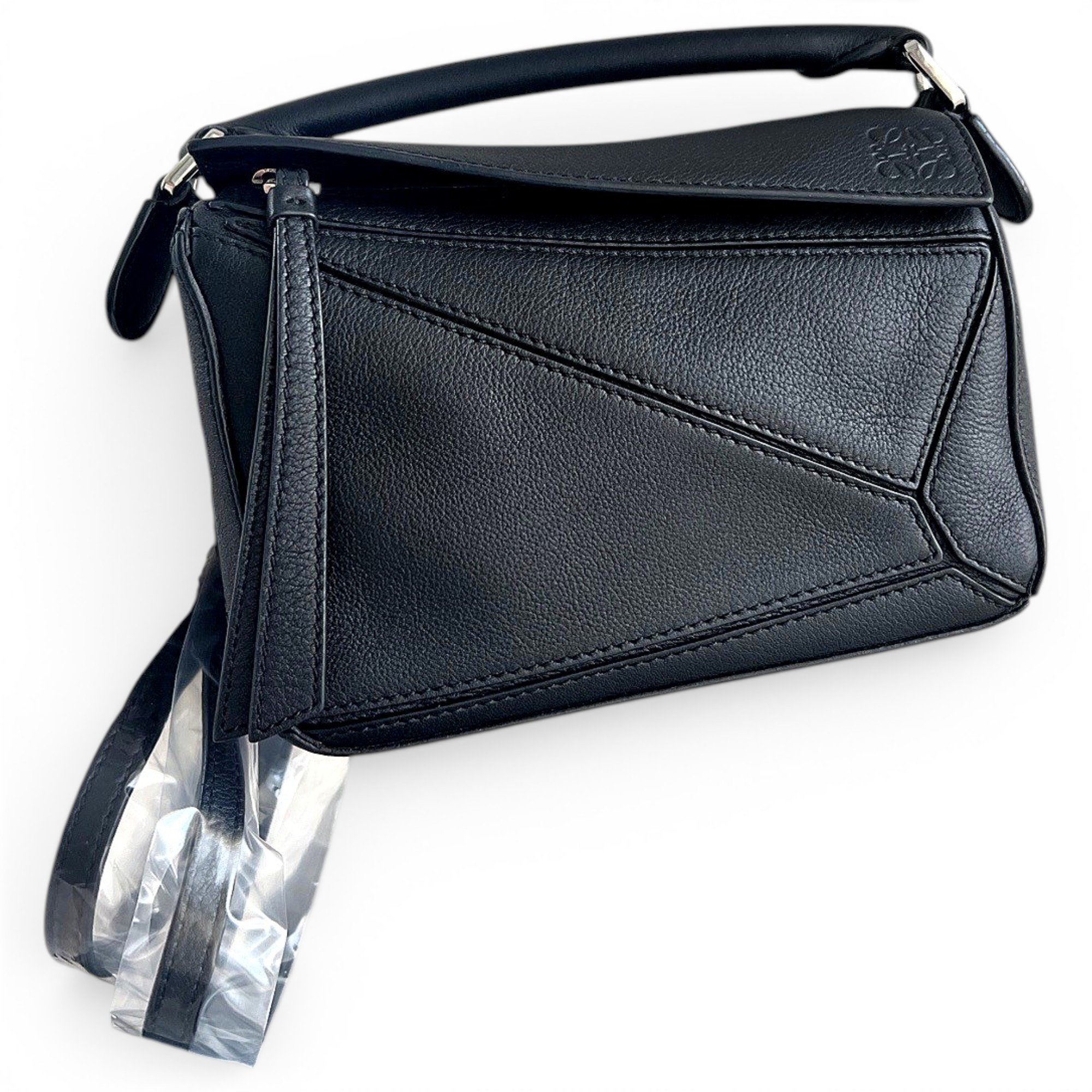 Puzzle leather handbag