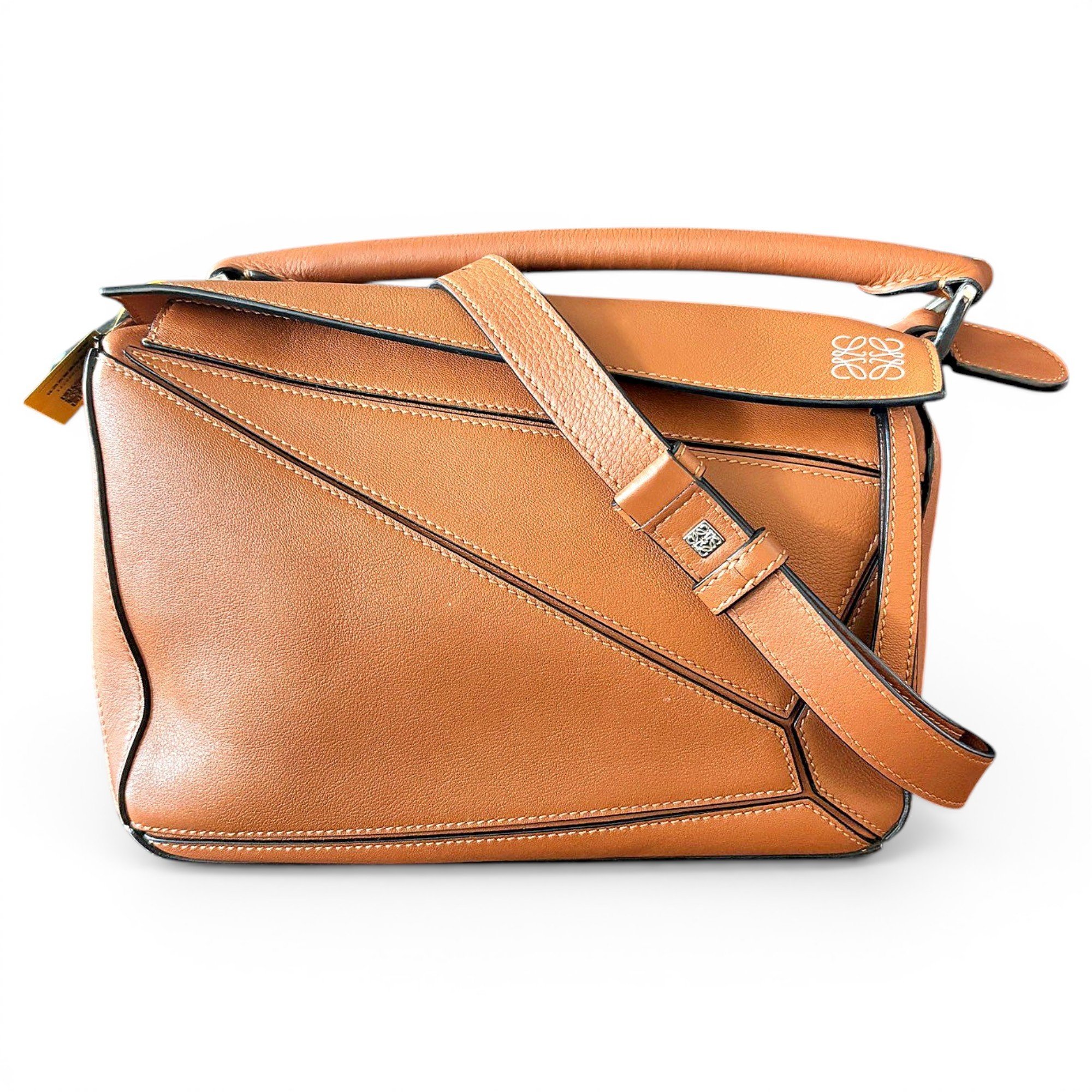 Puzzle leather handbag