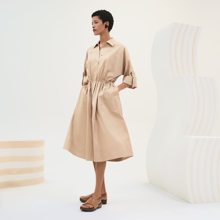 Beige Kraft Shirt Dress