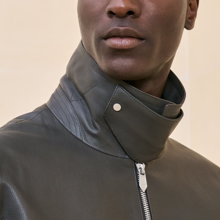 Kaki Rib-trim Jacket