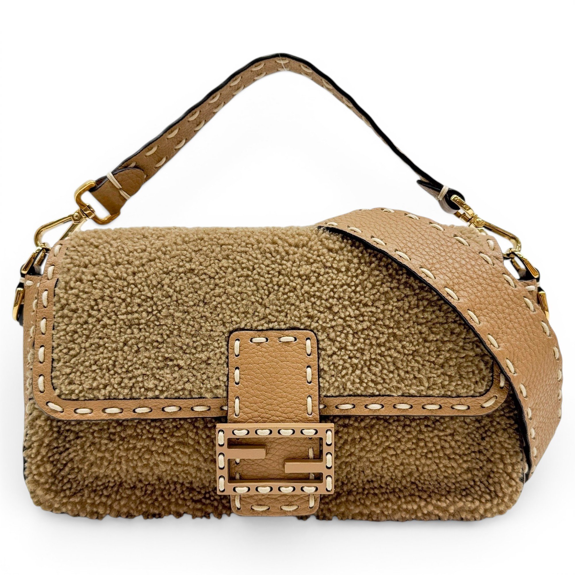 Baguette faux fur handbag