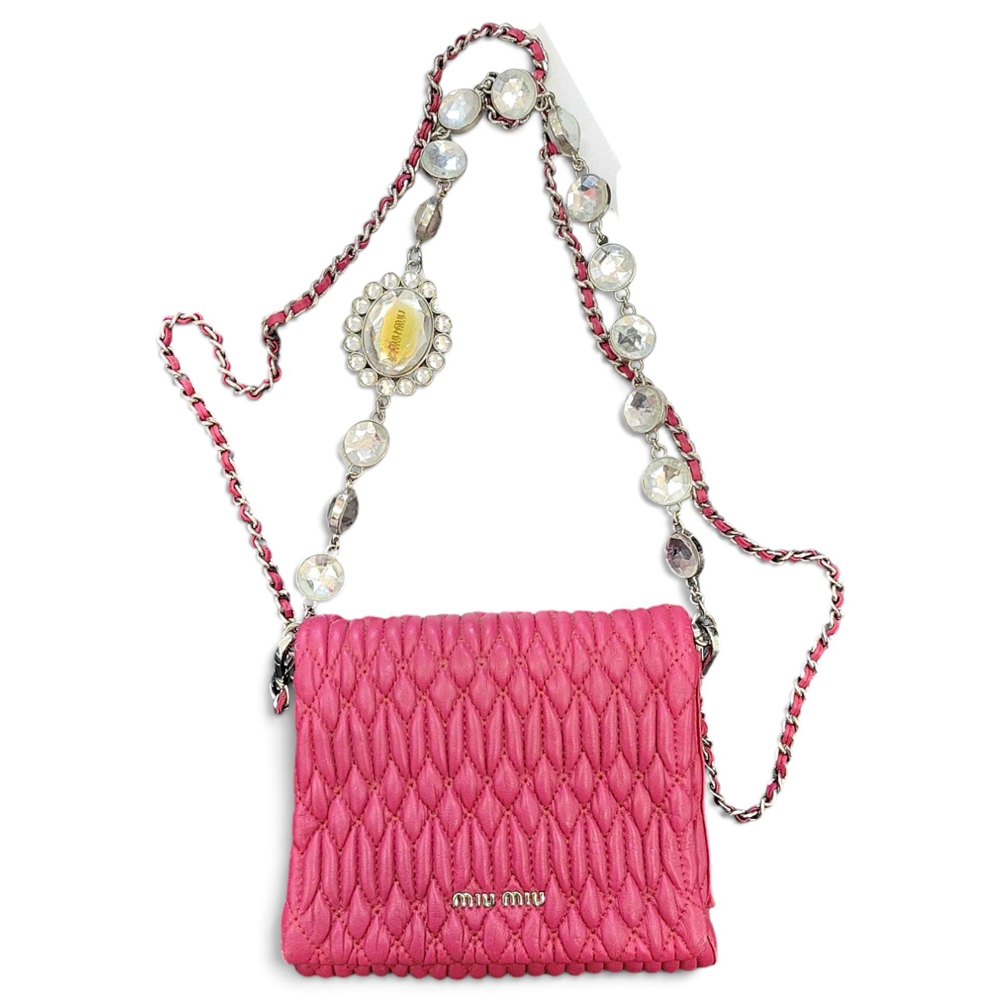 Miu Crystal leather handbag