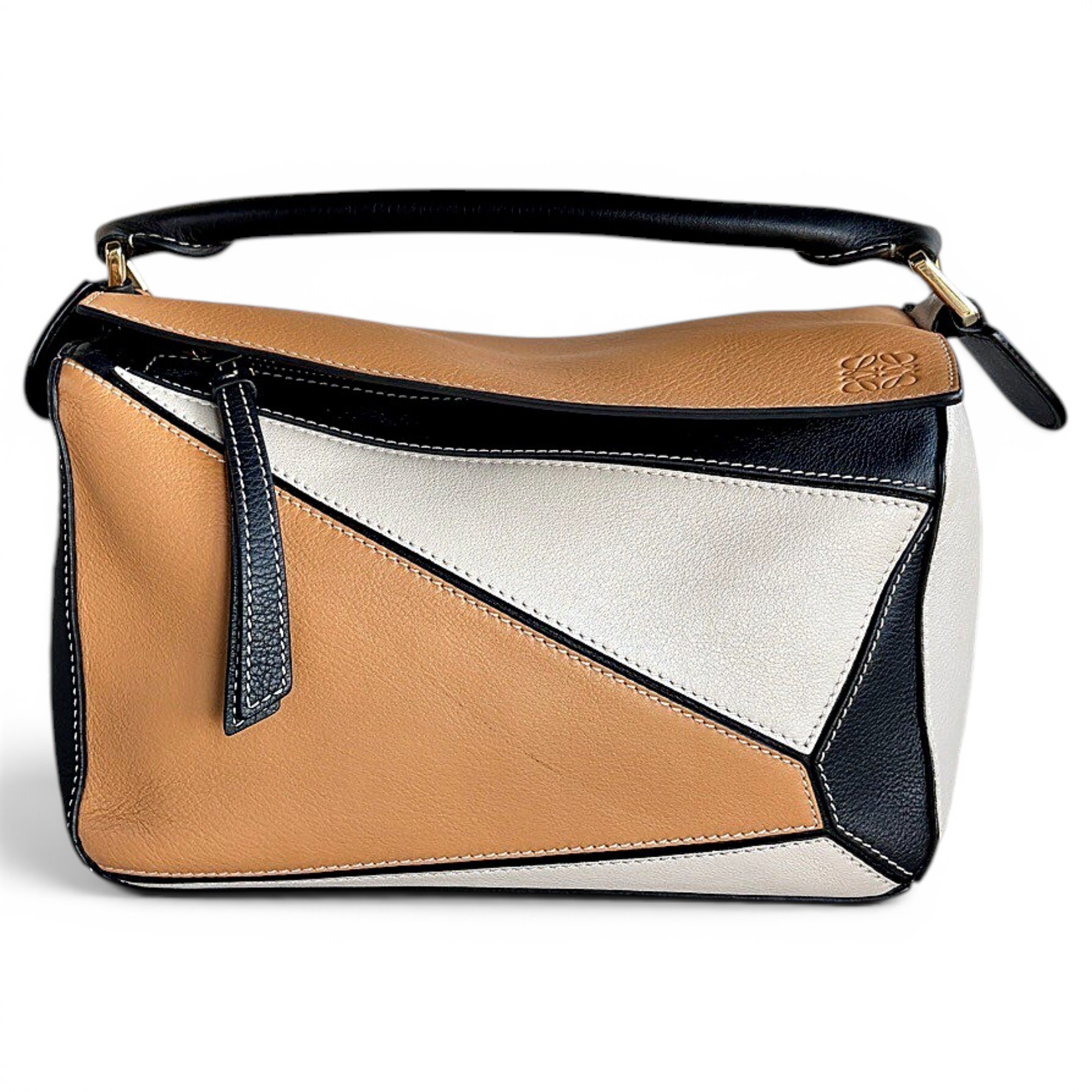 Puzzle leather handbag