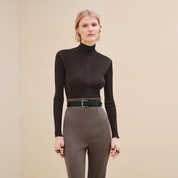 Marron Ébène Cashmere Long-sleeve Sweater
