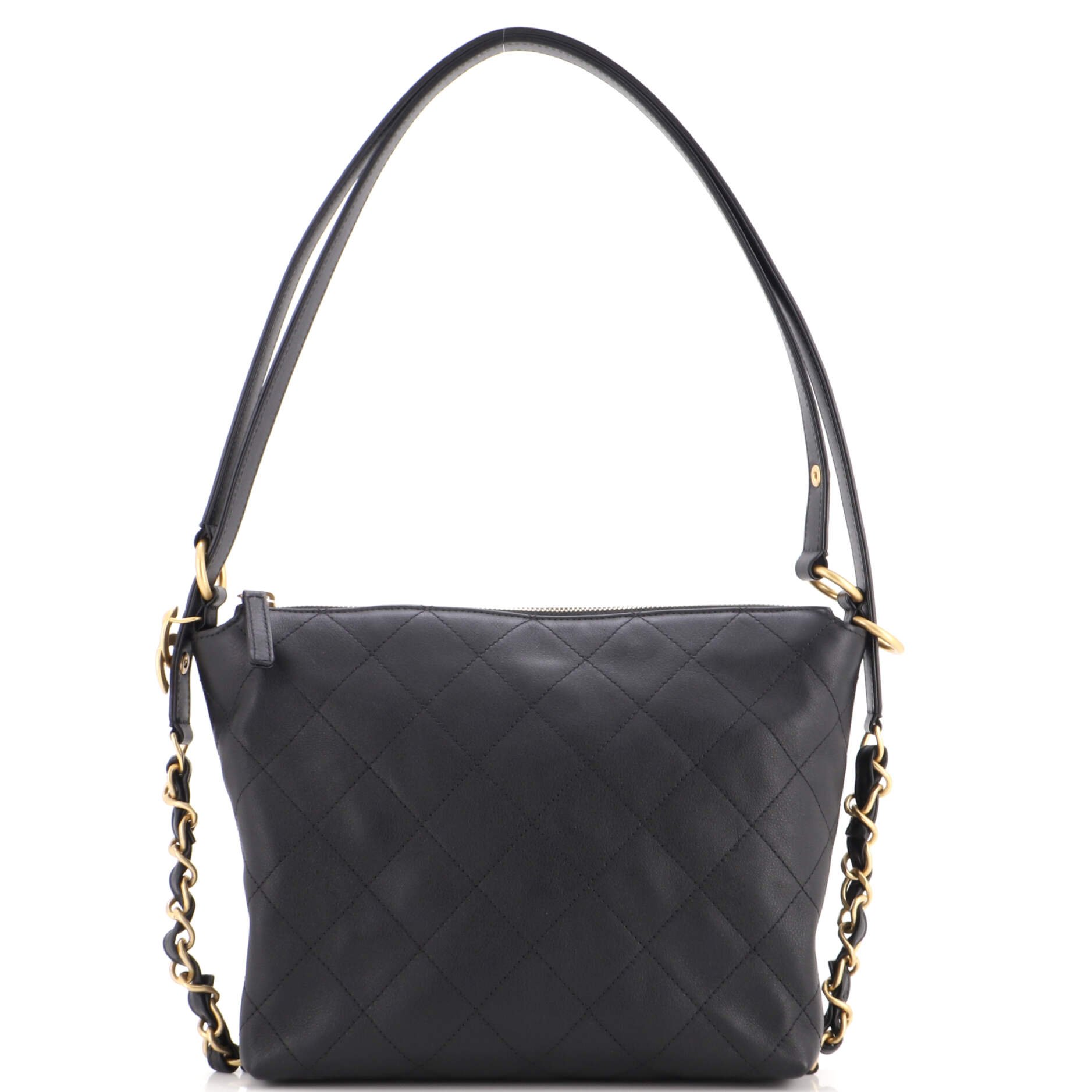 Chanel CC Chain Buckle Convertible Hobo Quilted Lambskin Medium