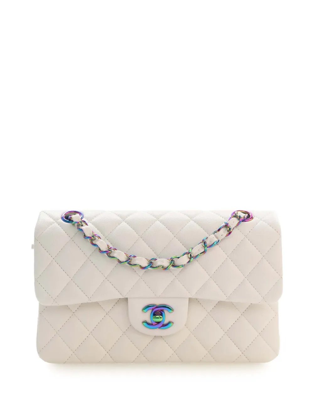 2021-2026 Small Classic Caviar Rainbow Hardware Double Flap shoulder bag