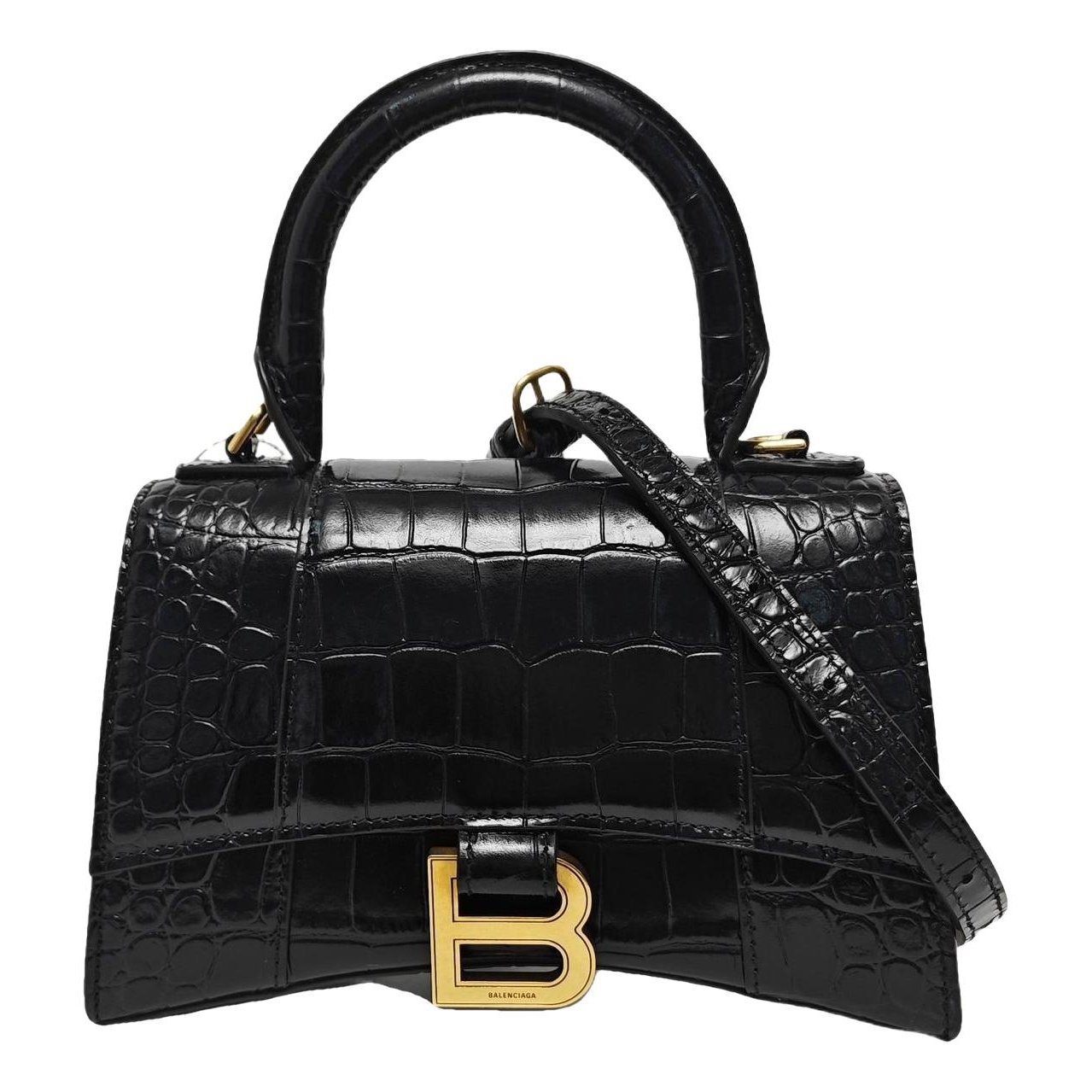 Hourglass leather handbag