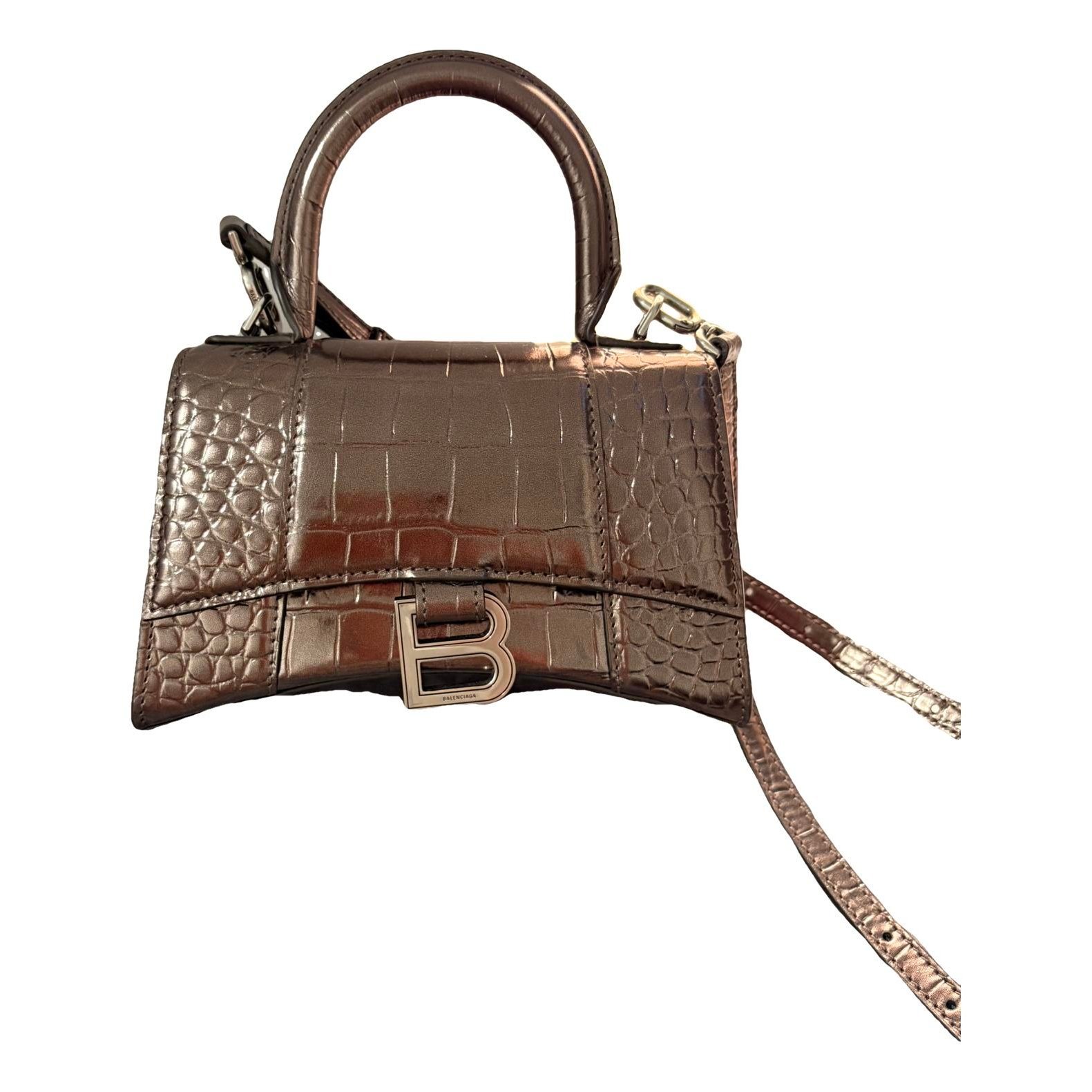 Hourglass leather handbag