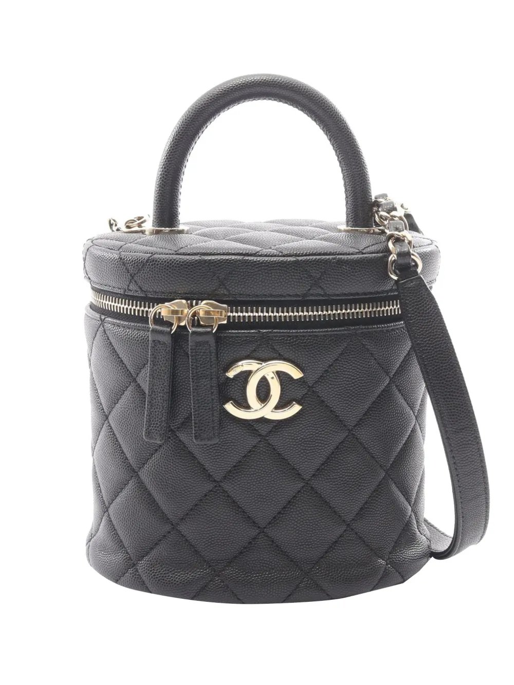 2021-2026 CC Quilted Caviar Top Handle Vanity with Chain satchel