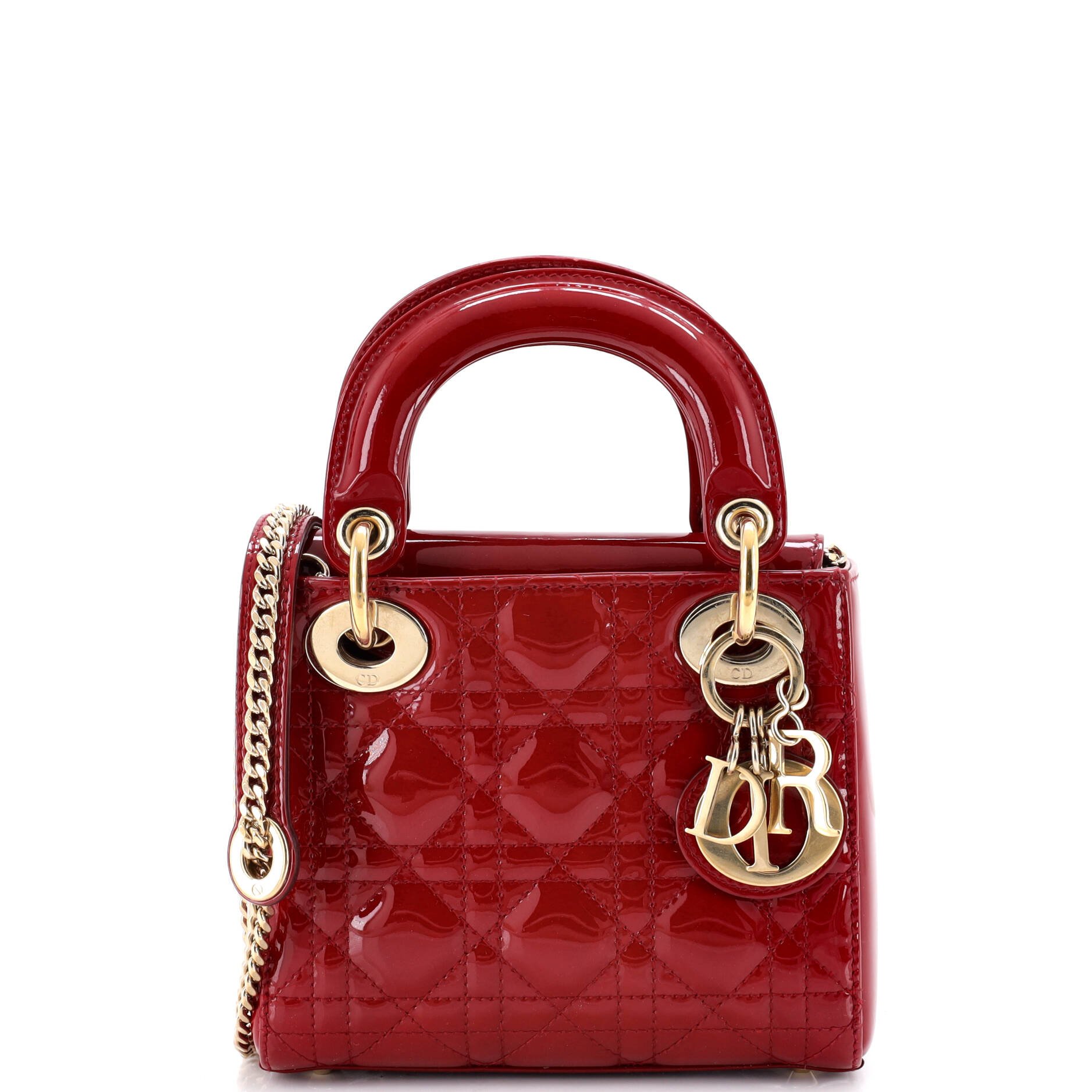 Dior Lady Dior Chain Bag Cannage Quilt Patent Mini