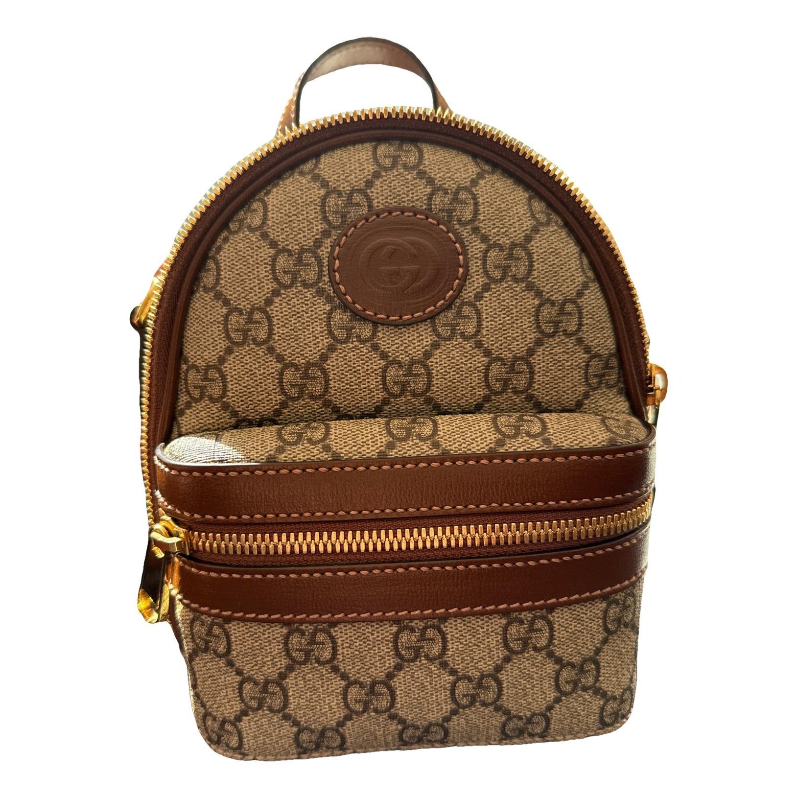 Interlocking leather crossbody bag