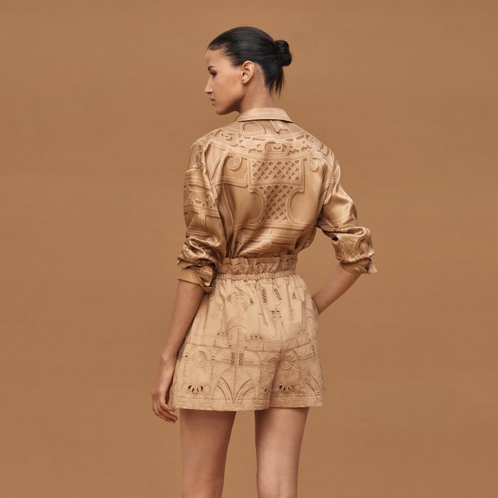 Beige Zénith Shorts With Embroidered Pouch