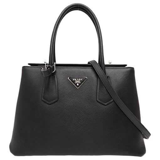 Double leather handbag